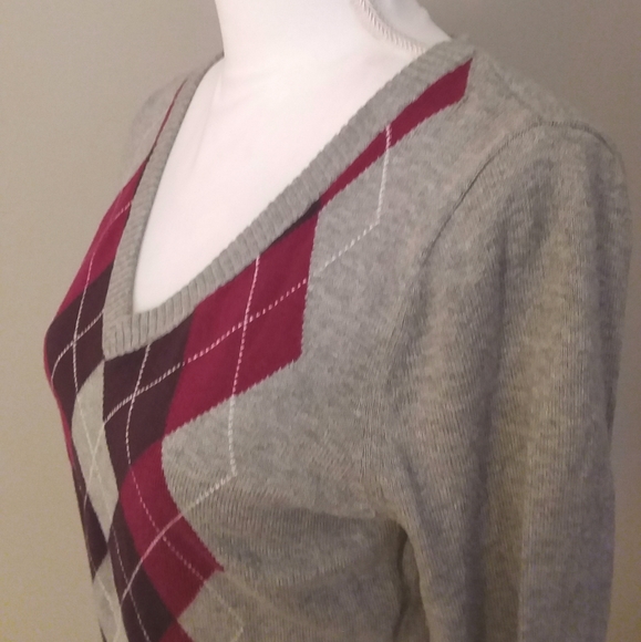 Merona Grey, Brown/Burgandy Argle Sweater - Picture 4 of 8